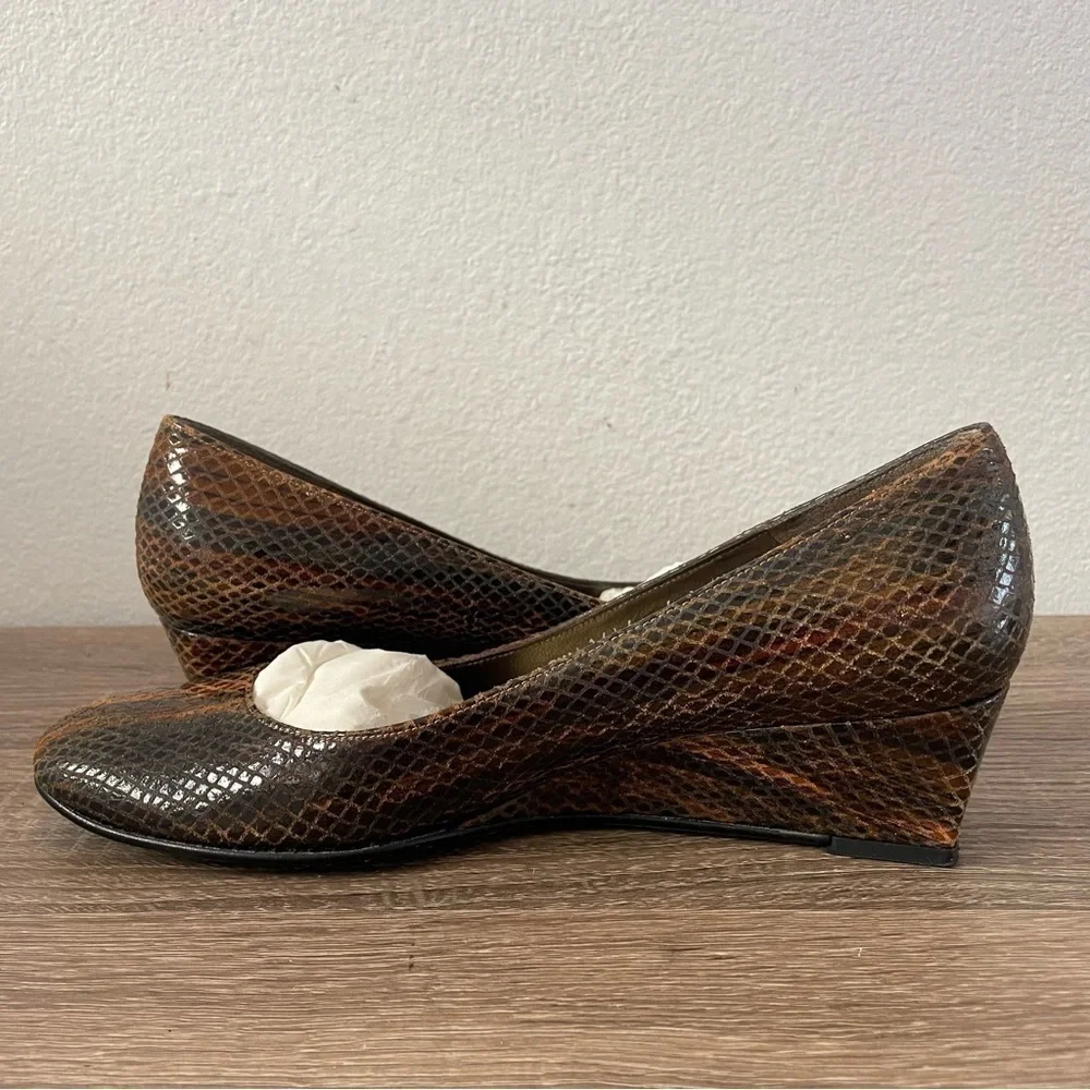 Stuart Weitzman Snakeskin Wedge Pumps, Size 6.5N